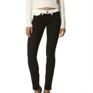 Rag & Bone Intermix Cut Coupe Genuine Lambskin Front In Black & White Jeans
